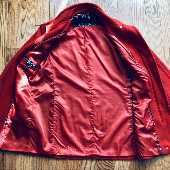 Ellen Tracy Wool Blend Stadium Coat Cherry Red Women’s Size 4 - Picture 6 of 10